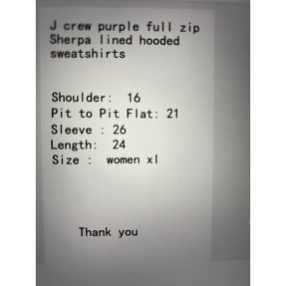 J.Crew Sherpa Lined Zip Hoodied Full Zip Sweatshirt Womens XL  Purple - Picture 11 of 11